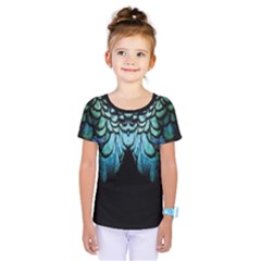 Blue And Green Feather Collier Kids  One Piece Tee