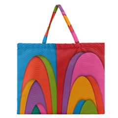 Modern Abstract Colorful Stripes Wallpaper Background Zipper Large Tote Bag by Amaryn4rt