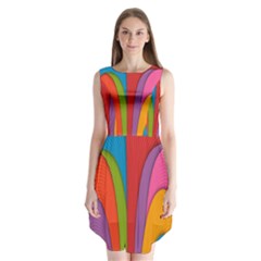 Modern Abstract Colorful Stripes Wallpaper Background Sleeveless Chiffon Dress   by Amaryn4rt