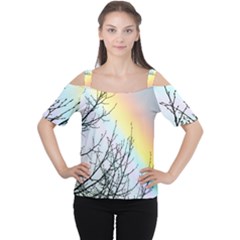 Rainbow Sky Spectrum Rainbow Colors Women s Cutout Shoulder Tee