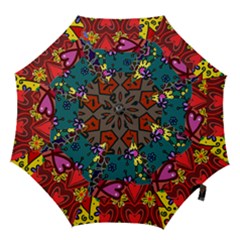 Digitally Created Abstract Patchwork Collage Pattern Hook Handle Umbrellas (medium) by Amaryn4rt