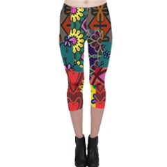 Digitally Created Abstract Patchwork Collage Pattern Capri Leggings  by Amaryn4rt