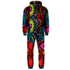 Digitally Created Abstract Patchwork Collage Pattern Hooded Jumpsuit (men)  by Amaryn4rt