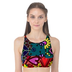 Digitally Created Abstract Patchwork Collage Pattern Tank Bikini Top by Amaryn4rt