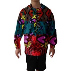 Digitally Created Abstract Patchwork Collage Pattern Hooded Wind Breaker (kids) by Amaryn4rt