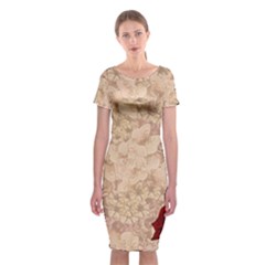 Retro Background Scrapbooking Paper Classic Short Sleeve Midi Dress by Amaryn4rt