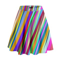 Multi Color Tangled Ribbons Background Wallpaper High Waist Skirt by Amaryn4rt