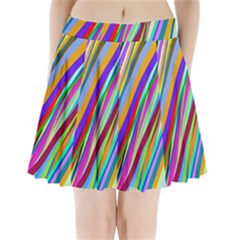 Multi Color Tangled Ribbons Background Wallpaper Pleated Mini Skirt by Amaryn4rt