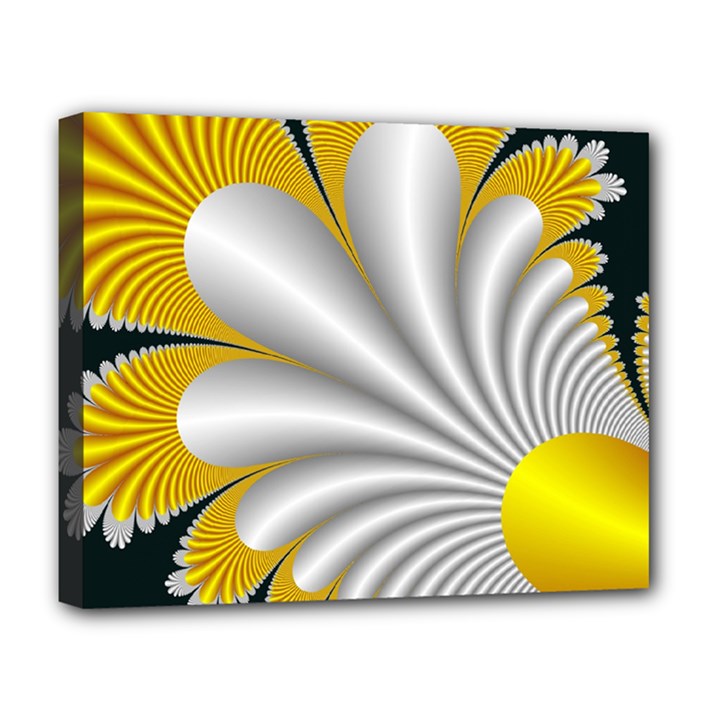 Fractal Gold Palm Tree On Black Background Deluxe Canvas 20  x 16  