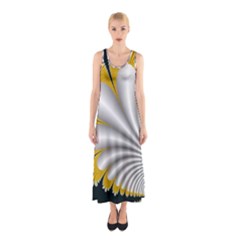 Fractal Gold Palm Tree On Black Background Sleeveless Maxi Dress by Amaryn4rt