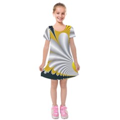 Fractal Gold Palm Tree On Black Background Kids  Short Sleeve Velvet Dress by Amaryn4rt