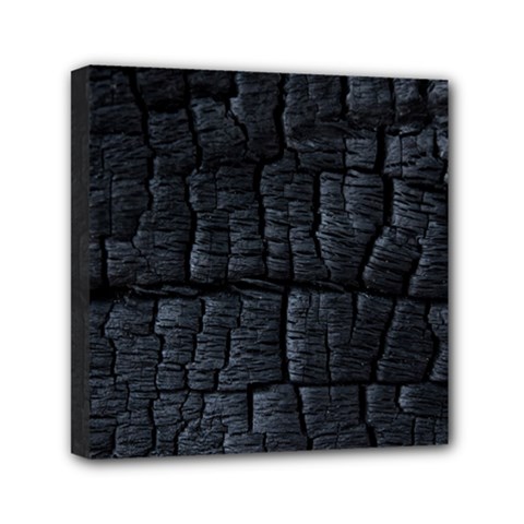 Black Burnt Wood Texture Mini Canvas 6  X 6  by Amaryn4rt