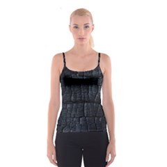 Black Burnt Wood Texture Spaghetti Strap Top by Amaryn4rt