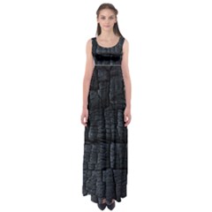 Black Burnt Wood Texture Empire Waist Maxi Dress by Amaryn4rt