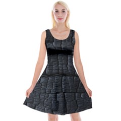 Black Burnt Wood Texture Reversible Velvet Sleeveless Dress by Amaryn4rt