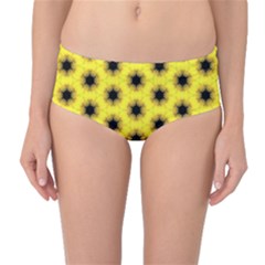 Yellow Fractal In Kaleidoscope Mid-waist Bikini Bottoms by Amaryn4rt