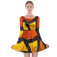 Colorful Glass Mosaic Art And Abstract Wall Background Long Sleeve Skater Dress by Amaryn4rt