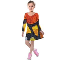 Colorful Glass Mosaic Art And Abstract Wall Background Kids  Long Sleeve Velvet Dress by Amaryn4rt