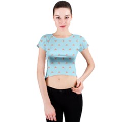 Spaceship Cartoon Pattern Drawing Crew Neck Crop Top by dflcprintsclothing