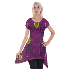 Colors And Wonderful Sun  Flowers Short Sleeve Side Drop Tunic by pepitasart