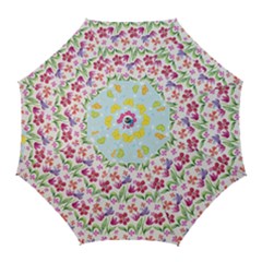 Watercolor Flowers And Butterflies Pattern Golf Umbrellas by TastefulDesigns