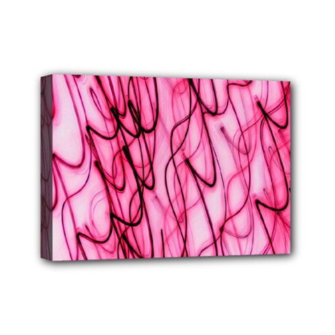 An Unusual Background Photo Of Black Swirls On Pink And Magenta Mini Canvas 7  X 5  by Amaryn4rt