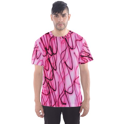 An Unusual Background Photo Of Black Swirls On Pink And Magenta Men s Sport Mesh Tee by Amaryn4rt
