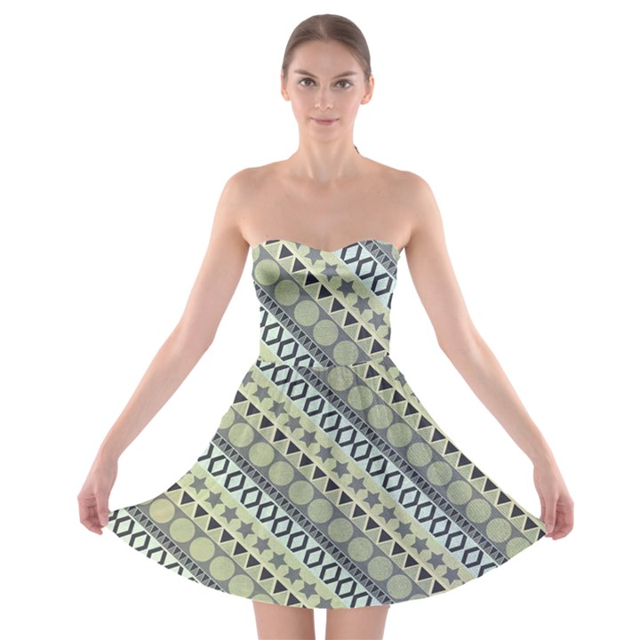 Abstract Seamless Pattern Strapless Bra Top Dress