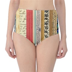 Digitally Created Collage Pattern Made Up Of Patterned Stripes High-waist Bikini Bottoms by Amaryn4rt