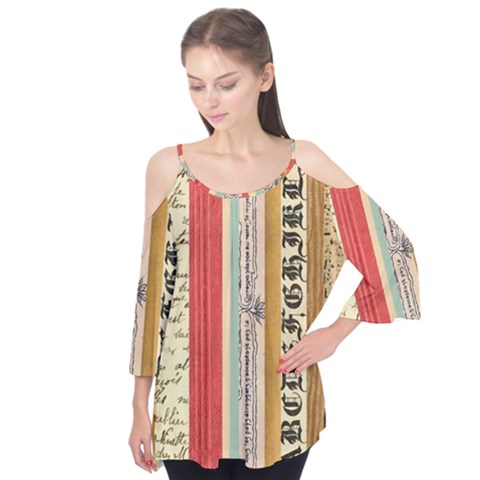 Digitally Created Collage Pattern Made Up Of Patterned Stripes Flutter Tees by Amaryn4rt