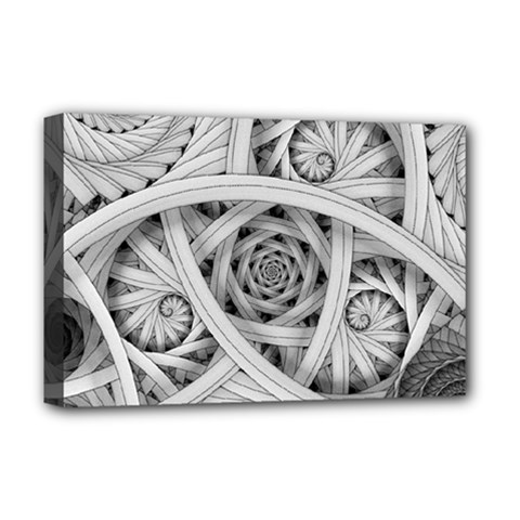 Fractal Wallpaper Black N White Chaos Deluxe Canvas 18  x 12  