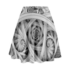 Fractal Wallpaper Black N White Chaos High Waist Skirt
