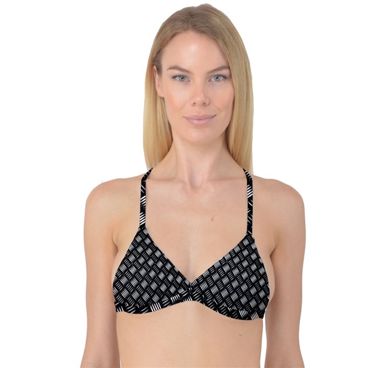 Abstract Of Metal Plate With Lines Reversible Tri Bikini Top