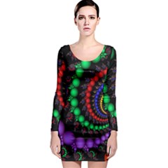 Fractal Background With High Quality Spiral Of Balls On Black Long Sleeve Bodycon Dress by Amaryn4rt