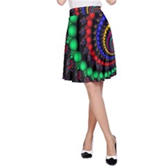 Fractal Background With High Quality Spiral Of Balls On Black A-line Skirt