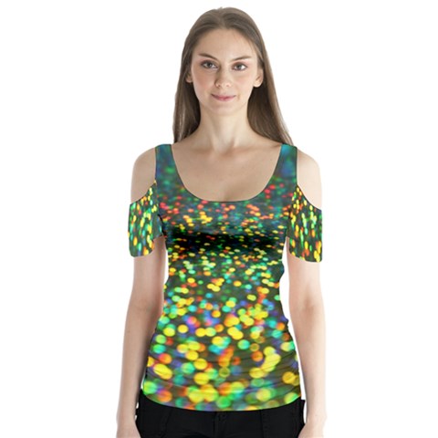 Construction Paper Iridescent Butterfly Sleeve Cutout Tee  by Amaryn4rt