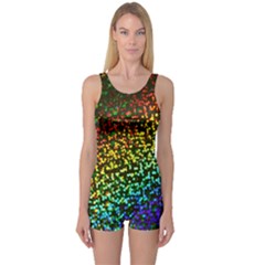 Construction Paper Iridescent One Piece Boyleg Swimsuit