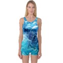 Fractal Occean Waves Artistic Background One Piece Boyleg Swimsuit View1