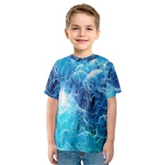 Fractal Occean Waves Artistic Background Kids  Sport Mesh Tee