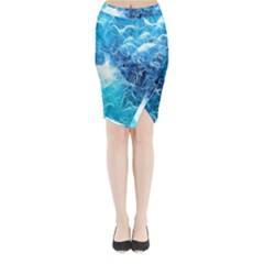 Fractal Occean Waves Artistic Background Midi Wrap Pencil Skirt
