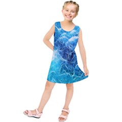 Fractal Occean Waves Artistic Background Kids  Tunic Dress