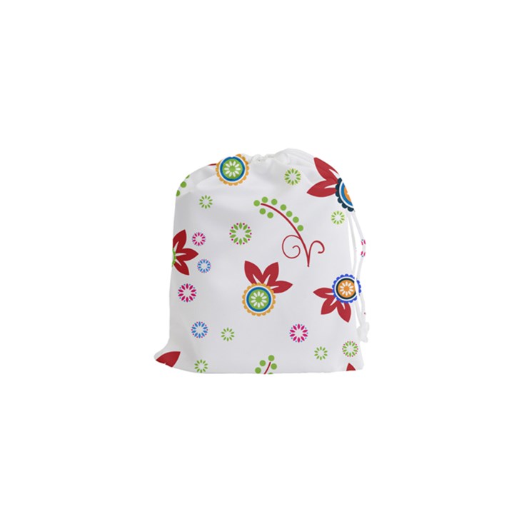 Colorful Floral Wallpaper Background Pattern Drawstring Pouches (XS) 