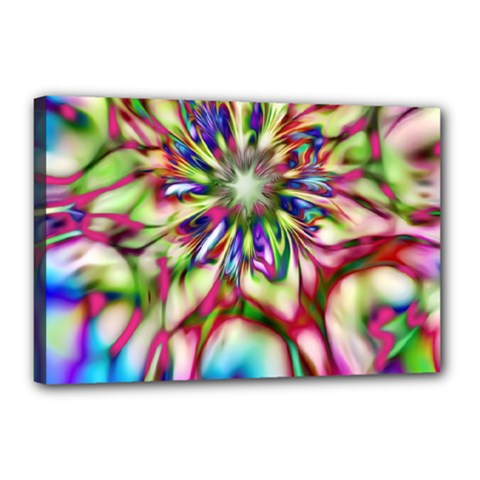 Magic Fractal Flower Multicolored Canvas 18  X 12 