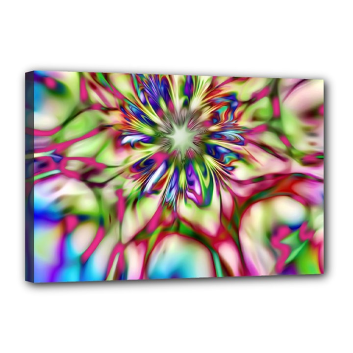 Magic Fractal Flower Multicolored Canvas 18  x 12 