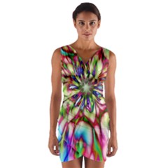 Magic Fractal Flower Multicolored Wrap Front Bodycon Dress by EDDArt