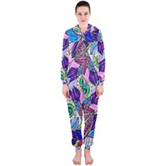 Wallpaper Created From Coloring Book Hooded Jumpsuit (ladies)  by Amaryn4rt