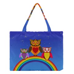 Owls Rainbow Animals Birds Nature Medium Tote Bag by Amaryn4rt