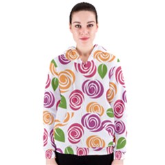 Colorful Seamless Floral Flowers Pattern Wallpaper Background Women s Zipper Hoodie by Amaryn4rt