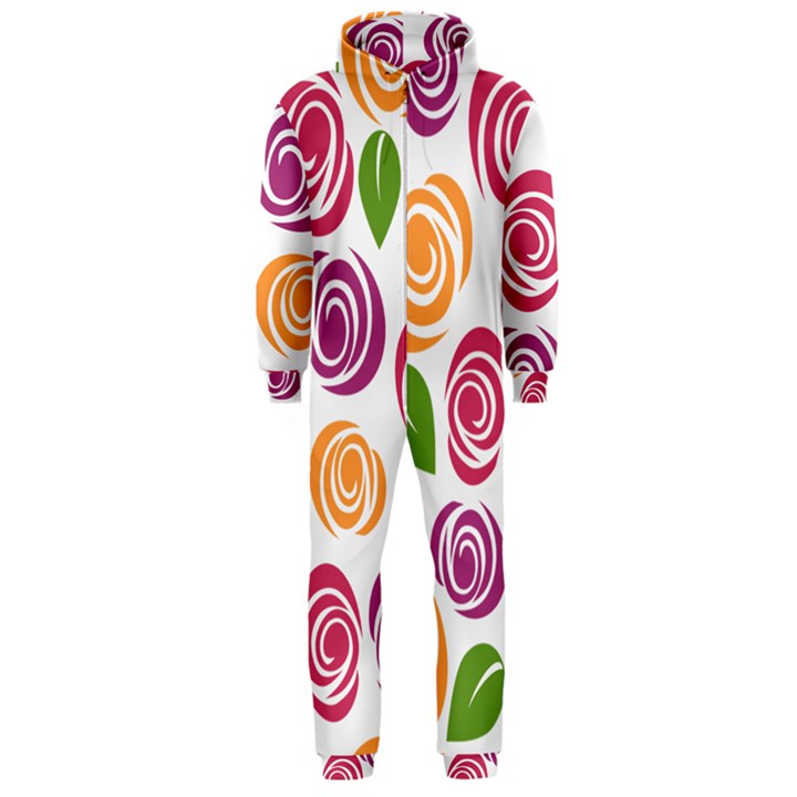 Colorful Seamless Floral Flowers Pattern Wallpaper Background Hooded Jumpsuit (Men) 