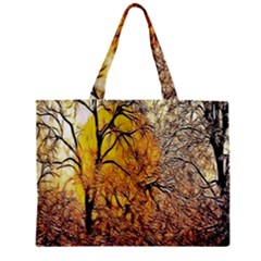 Summer Sun Set Fractal Forest Background Zipper Mini Tote Bag by Amaryn4rt